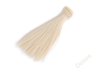 Vlasy pro panenky, dekorace, paruka, 15 cm, barva blond 