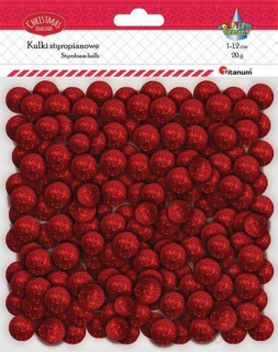 polystyrenové dekorace, kuličky, červené, 20 g