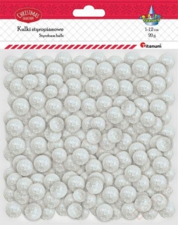 polystyrenové dekorace, kuličky, bílé, 20 g