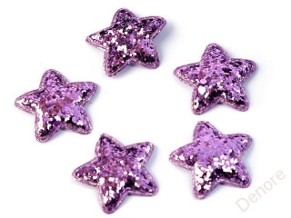 Hvězda 35 mm s flitry - 10 ks -  fialová lila