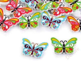 Dřevěný dekorační knoflík motýl