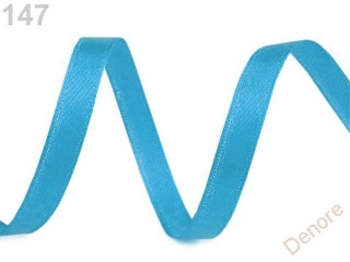 Atlasová stuha oboulící šíře 5 mm - modrá azurová