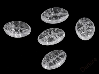 Skleněné korálky praskačky ovál s listrem 14x20 mm - 5 ks - transparent