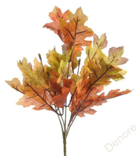Větvička - listy dubu - trs oranžovohnědá/zelená