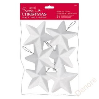 Vánoční polystyrénové dekorace 6ks / 10cm - hvězdy