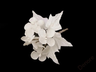 Umělé květy na drátku zasněžené bílá