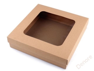 Dárková krabice s průhledem 30 x 30 cm přírodní