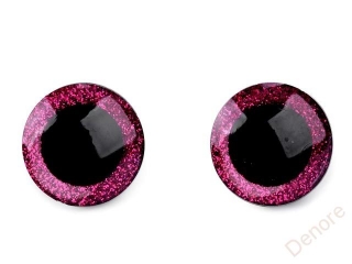 Oči glitrové s pojistkou 25 mm - 4 ks - pink