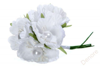Umělý jabloňový květ 6 ks přízdoba bílá
