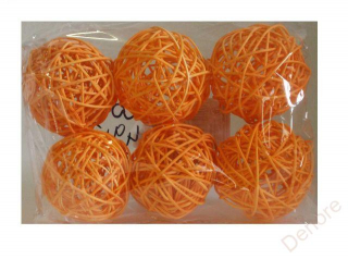 Dekorační ratanové koule 7 cm - oranžová