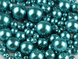 Skleněné voskové perly mix velikostí 4 - 12 mm modrá tyrkys