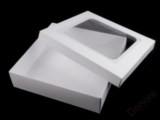 Dárková krabice s průhledem 30 x 30 cm bílá