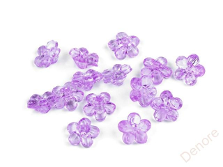 Plastové knoflíky / korálky květ 12 mm -fialová lila 5 gr.