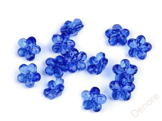 Plastové knoflíky / korálky květ 12 mm - modrá královská 5 gr.