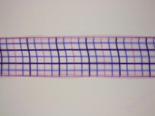 Károvaná stuha drátem šíře 25 mm - fialová